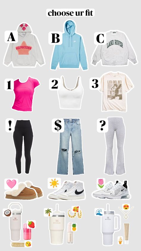 choose ur fit!! lmk ur choice in the comments!! #chooseyouroutfit #buildyourfit #outfitinspo Pick Ur Fit, Choose An Outfit Game, Make An Outfit Tiktok Game, Choose Ur Outfit, Pick A Outfit, Pick Your Outfit, Cute School Fits, Pick An Outfit, Choose Your Outfit