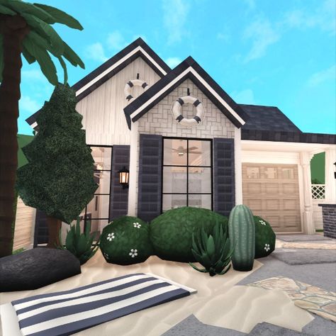 █▓▒▒░░░no gamepass coastal one story house░░░▒▒▓█ Bloxburg Small Summer House, Houses To Build On Bloxburg One Story, Beach House One Floor, Bloxburg Small Beach House Layout, Costal 1 Story House Bloxburg, 1 Floor Beach House, Layout Design Bloxburg One Story, Small One Floor Bloxburg House, 1 Story Coastal House Bloxburg