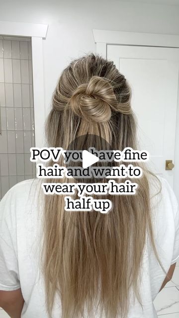 Lainey Ostrom on Instagram: "Half up messy bun for fine hair. Yes, my hair is fine 😆I just have a lot of it.  - #messybunhairstyle #halfupdo #halfuphair #halfuphairstyles #finehairproblems #finehairsolutions #finehairtips #hairupstyle #messybunhalfup #hairreeltutorial" Half Up Half Down Hairstyles For Fine Hair, Half Up Hair For Fine Hair, Half Up Half Down Bun Short Hair, Half Up Fine Hair, Half Up Half Down Hair Thin Hair, Thin Hair Half Up Half Down, Half Up Half Down Messy Bun, Half Up Half Down Thin Hair, Half Up Bun Tutorial