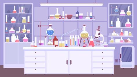 Scientist Background, Pink Laboratory, Laboratory Interior, Lab Background, Laboratory Background, Table Vector, Lab Ideas, Background School, Scene Illustration