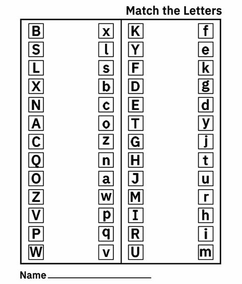 Alphabet Matching worksheets pdf. Match captial letters to small letters and improve your memory. This worksheet helps kids to identify captial letters and small letters of English alphabets. Kids love matching worksheet the most. Print and give to your kids to enjoy. #alphabetactivities #alphabets #rvappstudios #prek #learning #homeschoollife #alphabetsmatching Alphabet Review, Prek Learning, Letters Worksheets, Alphabet Letter Worksheets, Letter Recognition Worksheets, Letter Worksheets For Preschool, Beginning Sounds Worksheets, Printable Alphabet Worksheets, Abc Worksheets