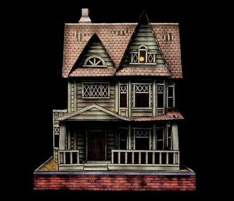 3d Paper Houses, Paperized Crafts, Paper Models House, Paper House Template, Model Template, Free Paper Models, House Template, Spooky House, Glitter Houses