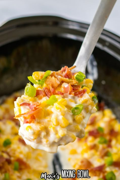 Slow Cooker Side Dishes, Corn With Bacon, Buttery Corn, Slow Cooker Creamed Corn, Corn Recipes Side Dishes, Creamed Corn Recipes, Cream Corn, Cheesy Corn, Corn Dishes