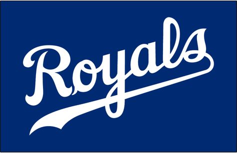 Kansas City Royals Jersey Logo (2002) - Royals scripted in white on blue, worn on the Kansas City Royals alternate blue jersey since 2002 season Kansas City Royals Jersey, Kansas City Royals Logo, Kc Royals Baseball, Royal Wallpaper, Kansas City Royals Baseball, Royal Logo, Royals Baseball, Mlb Logos, Kc Royals