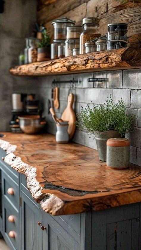 Cocina Shabby Chic, Casa Country, Modern Rustic Decor, Rustic Kitchen Design, Cabin Kitchens, Modern Farmhouse Design, Cabin Living, Boho Kitchen, Wood Kitchen