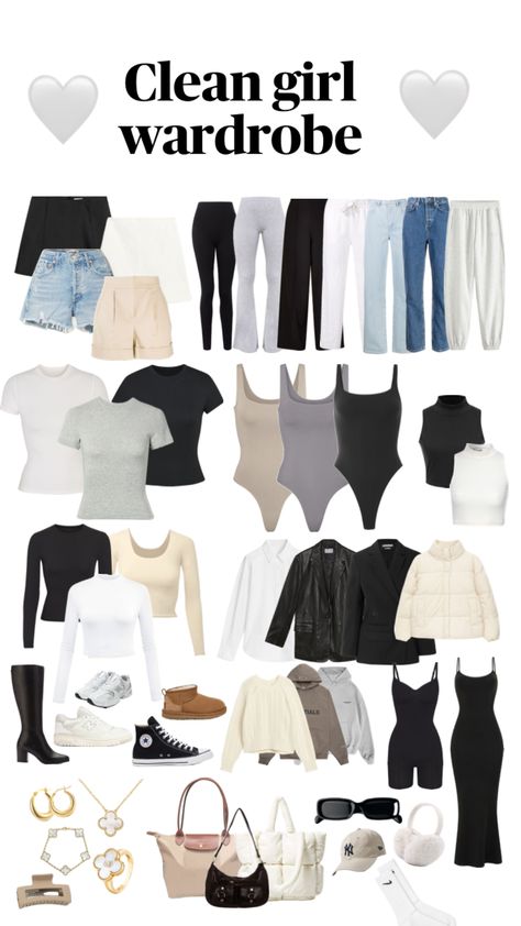 Clean girl wardrobe #cleangirl #outfitinspo #vanillagirl Clean Girl Wardrobe, Cool Outfit Ideas, Cool Outfit, Outfit Inspo Casual, Casual Preppy Outfits, Gelang Manik, Trendy Outfits For Teens, Mode Kpop, Fashion Diy