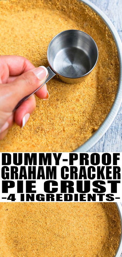 GRAHAM CRACKER PIE CRUST RECIPE- Homemade, classic, quick, easy, made with 4 simple ingredients. This best no bake pie crust is great for cheesecake, pies, tarts, brownies. You can also make a chocolate crust! From CakeWhiz.com #pie #piecrust #dessert #recipes #dessertrecipes #grahamcrackers #fall #thanksgiving #nobake Gram Cracker Pie Crust Recipe, No Bake Gram Cracker Crust, Gram Cracker Crust Desserts Easy, Gram Cracker Crust Cheesecake, How To Make Graham Cracker Pie Crust, Easy Gram Cracker Crust, Best Graham Cracker Crust Recipe, Gram Cracker Dessert Easy, Vegan Graham Cracker Crust