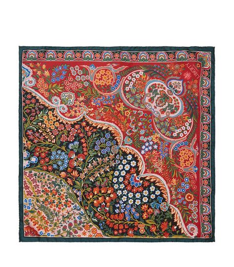 Liberty of London Tanjore Gardens Silk Twill Scarf Liberty Scarf, Simple Swimsuit, Pattern Scarf Silk, Silk Twill Scarf, Look Expensive, Bohemian Bags, Velvet Collection, Scarf Fashion, Winter Print