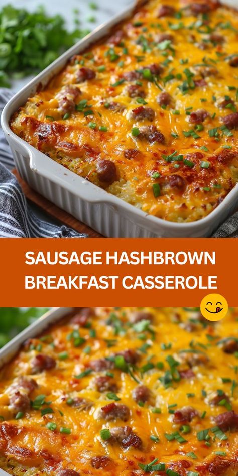 Looking for a hearty breakfast option? Try our Sausage Hashbrown Breakfast Casserole! With savory pork sausage, fluffy eggs, crispy hash browns, and melted cheddar cheese, it's a crowd-pleaser. Perfect for brunch gatherings or lazy weekend mornings. Breakfast Casserole With Hashbrowns Crockpot Christmas Morning, Healthy Breakfast Recipes Casserole, Egg And Hashbrown Casserole Recipes, Breakfast Sausage Potato Casserole, Christmas Morning Breakfast Casserole With Hashbrowns, Tiktok Breakfast Casserole, Breakfast Casserole Sausage And Hashbrowns, Breakfast Casserole Sausage Egg Cheese Hashbrown, Sausage And Hash Brown Casserole