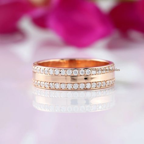 Buy Two Row Moissanite Wedding Band Men's Round Cut Full Online in India - Etsy Anniversary Eternity Band With Rose Cut Diamonds, Round Cut, Wide Wedding Bands, Solid Gold Band, Cvd Diamond, Family Keepsakes, Moissanite Wedding Bands, Diamond Solitaire Rings, Moissanite Diamonds, Diamond Stone