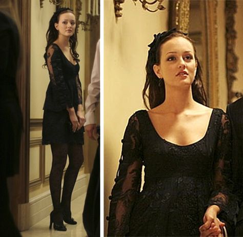 blair waldorf black lace Gossip Girl Blair Outfits, Leighton Meester Outfits, Floral Attire, Mode Gossip Girl, Blair Waldorf Outfits, Blair Dress, Blair Waldorf Style, Red Valentino Dress, Gossip Girl Blair