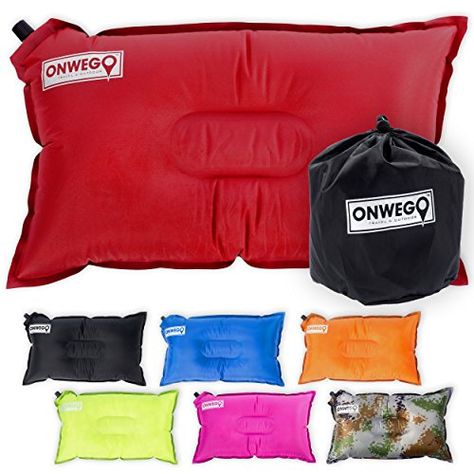 Camping Pillow / Inflatable Air Pillow-- 20in x 12in, 10.5oz, Self Inflating, Compressible-- Best for Outdoor Trips, Backpacking, Hiking, Beach, Travel, Motorcycle, Car -- By ONWEGO. For product & price info go to:  https://all4hiking.com/products/camping-pillow-inflatable-air-pillow-20in-x-12in-10-5oz-self-inflating-compressible-best-for-outdoor-trips-backpacking-hiking-beach-travel-motorcycle-car-by-onwego-6/ Travel Motorcycle, Camping Pillow, Emergency First Aid Kit, Inflatable Pillow, Camping Pillows, Backpacking Hiking, Air Pillow, Camping With Kids, Beach Travel