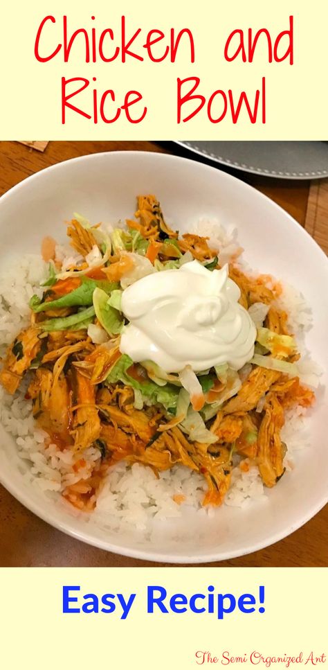 A super easy recipe for shredded chicken over rice. Serve it up in a comforting bowl with crisp iceberg lettuce and a hefty spoonful of sour cream! #shreddedchicken #chickenandricebowl #chickendinner #chicken Shredded Chicken Over Rice, Shredded Chicken Rice Bowl, Shredded Chicken Bowls, Shredded Chicken And Rice, Brown Rice Recipes Easy, Chicken And Rice Bowl, Shredded Chicken Casserole, Beef Stew Dinner, Slow Cooker Shredded Chicken