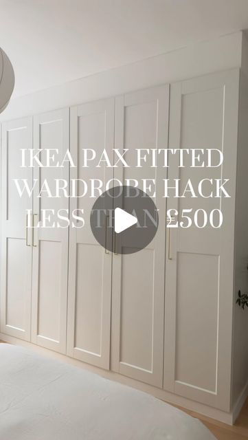 Ikea Pax Wardrobe With Sliding Doors, Bedroom Ideas Pax Wardrobe, Ikea Pax Fitted Wardrobe, Fitted Ikea Pax Wardrobes, Wardrobe Next To Door, Painting Pax Wardrobe Doors, Ikea Fitted Wardrobe, Bedroom Wardrobe Ikea, Ikea Closet Wall