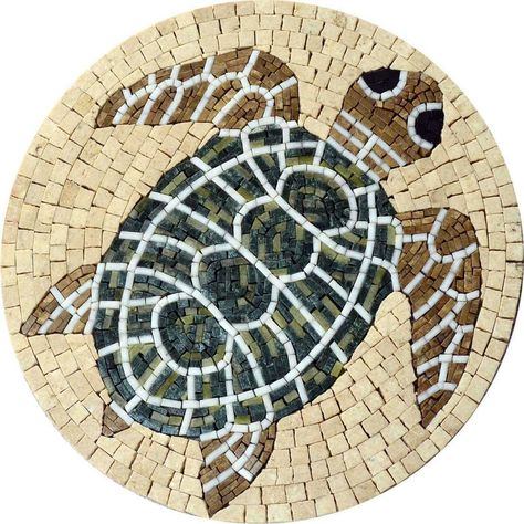 The turtle has white strips on it.This medallion is ideal for installation in areas with a nautical theme such spas and bathroom backsplashes. Handmade from natural stone this mosaic design makes stylish pool art too. Available in custom sizes.Explore our mosaics gallery and buy your favorite mosaic artwork for your swimming pool or bathroom. Mosaic Uses: Floors Walls or Tabletops both Indoor or Outdoor as well as wet places such as showers and Pools. Persian Ceramics, Free Mosaic Patterns, Easy Mosaic, Mosaic Rocks, Mosaic Stepping Stones, Mosaic Vase, Pool Art, Mosaic Animals, Mosaic Garden Art