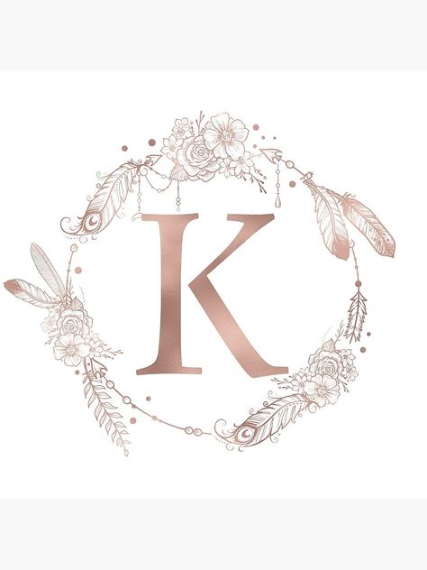 The Letter K, Monogram Throw Pillow, K Rose, Initial Monogram, Gold Letter, Letter K, Rose Gold Pink, Throw Pillow, Monogram