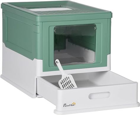 Amazon.com: PawHut Fully Enclosed Cat Litter Box with Scoop, Hooded Cat Litter House with Drawer Type Tray, Foldable Smell Proof Cat Potty with Front Entry, Top Exit, Portable Pet Toilet with Large Space : Pet Supplies Push Doors, Bunny Litter Box, Enclosed Litter Box, Hidden Litter Boxes, Cat Company, Cat Litter Tray, Litter Box Enclosure, Box House, Cat Litter Box Furniture