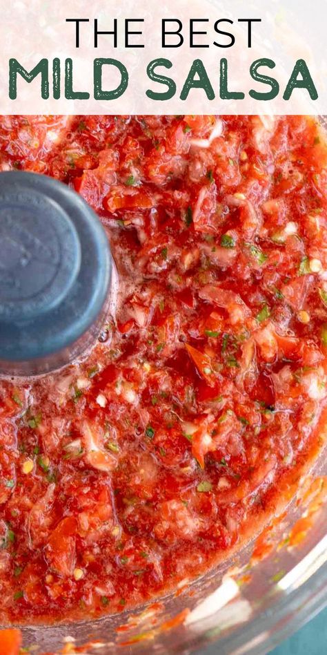 This is the BEST mild salsa recipe for a quick, fresh appetizer or condiment! Just 7 simple ingredients are needed for this easy dip that’s perfect for tacos, eggs, and more! Salsa Recipe Easy, Mild Salsa Recipe, Easy Fresh Salsa, Rotel Recipes, Quick Salsa, Fresh Appetizers, Easy Homemade Salsa, Easy Salsa Recipe, Easy Dip