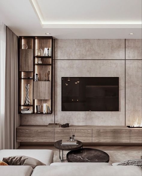 Entertainment Center Elegance Wall Unit Design Tv On The Wall, Living Room Wall Designs, Wall Unit Designs, Tv Unit Interior Design, Modern Tv Units, Home Hall Design, Best Modern House Design, Tv Room Design, Living Room Design Inspiration