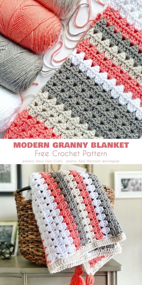 Modern Granny Blanket Free Crochet Patterns Are the Best Granny Stripes Crochet Pattern, Granny Afghan Crochet Patterns, Adult Crochet Blanket Free Pattern, Simple Crochet Blanket Pattern Free, Modern Afghan Crochet Patterns, Lapghan Crochet Patterns Free Easy, Crochet Throw Pattern Free, Granny Square Blanket Pattern Free, Crochet Granny Blanket