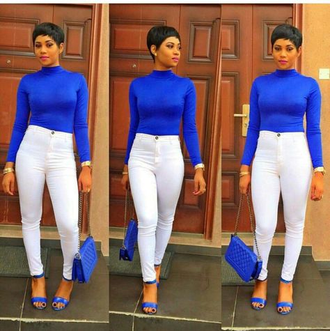 Royal Blue Turtle Neck w/ white jeans😄 Blue Turtle Neck Outfit, Royal Blue And White Outfit, Zeta Phi Beta Outfits, Royal Blue Turtleneck, Royal Blue Outfits, Blue And White Outfits, Turtleneck Outfit, Outfit Primavera, African Clothing Styles