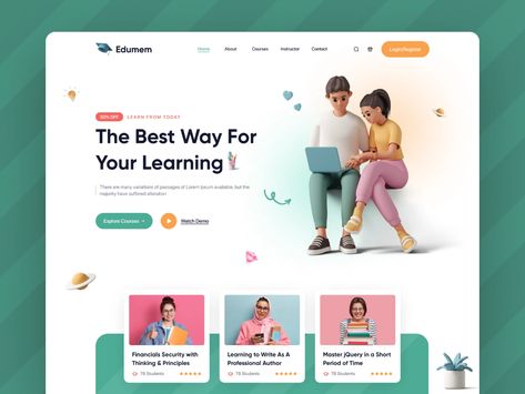 Ui Ux Design Course, Ux Design Principles, Learning Web, Agency Website Design, Educational Website, Website Landing Page, Desain Ui, Ui Design Website, Free Website Templates