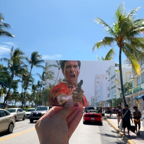 Scarface shot in Miami. #filmlocation photo via @filmtourismus Scarface Miami, Ocean Drive Miami, Scared Face, Scarface Movie, Don Corleone, Gangster Movies, Tony Montana, Japon Illustration, Al Pacino