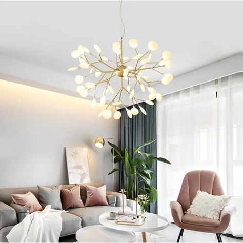 Nordic Creative Firefly Chandelier Nordic Tree Branch Decorative Lamp Dining Room Living Room Home Stunning Chandelier, Hanging Lighting, Lampe Decoration, Hanging Fixture, Gold Chandelier, Estilo Art Deco, Ceiling Chandelier, Black Chandelier, Chandelier Lamp