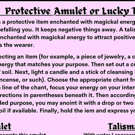 Margaret Jamison on Instagram: "Someone asked me about having a lucky pendant. Any piece of jewelry you own whose energy or symbol seems in alignment with your purpose can be used to create a positive talisman. The same is true when creating a protective amulet." How To Charge An Amulet, Amulets And Talismans Jewelry, Protection Amulet Spell, Witchy Activities, Protective Amulet, Protection Talisman, Good Luck Spells, Luck Spells, Talisman Jewelry