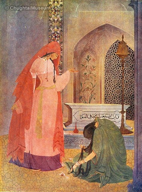 Abdur Rahman Chughtai, Chughtai Art, Chughtai Paintings, Pakistani Art, Indian Miniature, Walking On The Street, Allama Iqbal, Asian Painting, Desert Art