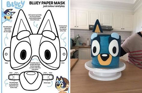 Bluey Cake Stencil, Bluey Cake Face Template, Bluey Cake Template, Bluey Cake Diy, Bluey Cake Ideas For Boys, Diy Bluey Cake, Mud Cake Hack, Bluey Themed Cake, Bluey Cake Ideas