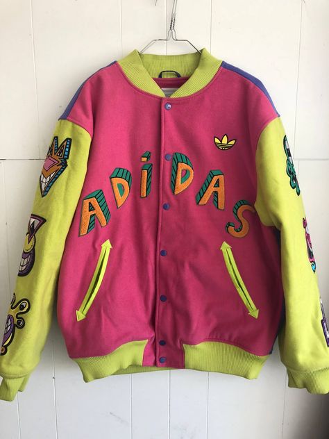 Jeremy Scott Adidas, Kenny Scharf, Adidas Design, Men's Outerwear, Jeremy Scott, Mens Outerwear, Moschino, Adidas Originals, Varsity Jacket