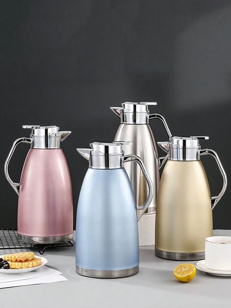 1pc Stainless Steel Coffee Pot Desktop Heat-Insulated Tea Pot 2.3l Hot Water Flask, Vacuum Insulated | SHEIN USA Water Flask, Tea Pot, Coffee Pot, Hot Water, Flask, Tea Pots, Heat, Tea, Stainless Steel