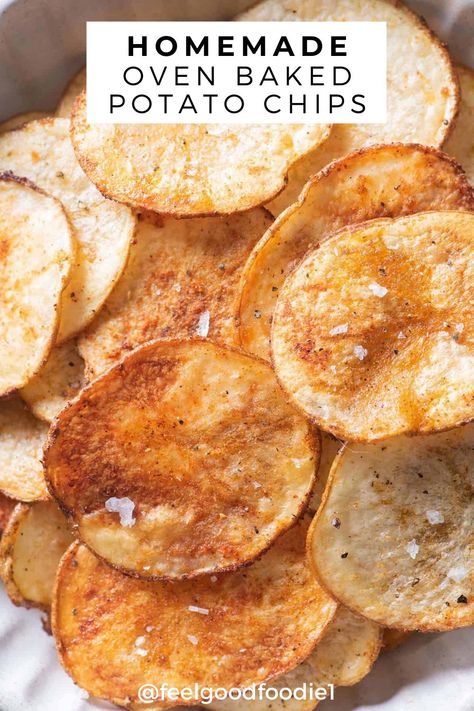 Oven Potato Chips, Oven Baked Potato Chips, Oven Baked Potato, Baked Potato Chips, Potato Chip Recipes, Healthy Potatoes, Homemade Chips, Potato Recipes Side Dishes, Chips Recipe