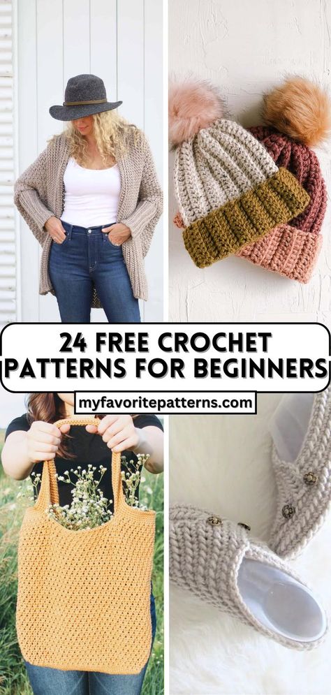 24 Free and Easy Crochet Patterns for Beginners Free Crochet Projects Ideas, Easy Crochet Hats For Beginners Simple, Free Crocheting Patterns, Wool Crochet Projects, Quick Crochet Gifts Free Pattern, Easy Crochet Projects Free Pattern, Single Crochet Patterns, Crochet Patterns For Beginners Free, Easy Crochet Projects For Beginners