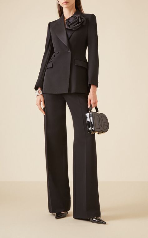 Black Tux For Women, Tux For Women, Formal Pantsuit, All Black Suit, Black Tux, Black Suit, Business Attire, Black Suits, Black Blazer