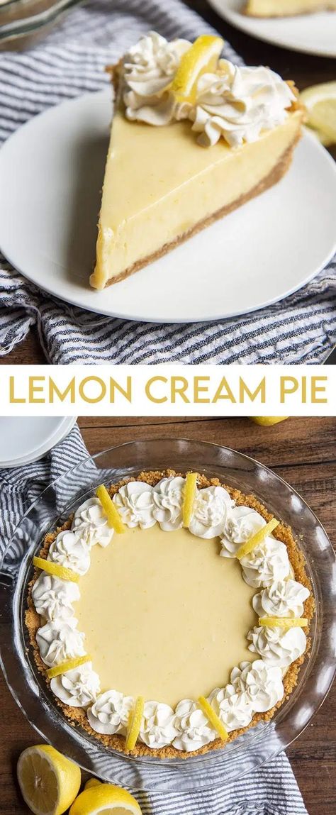 Lemon Creme Pie, Lemon Cream Cheese Pie, Easy Lemon Pie, Lemon Chiffon Pie, Lemon Cream Pie, Cream Pie Filling, Lemon Pie Recipe, Lemon Cream Pies, Dessert Pie