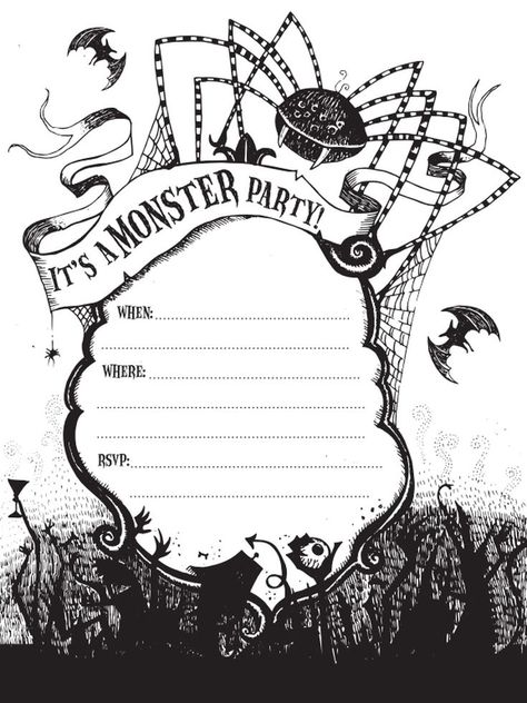 21 Free Halloween Invites That Your Guests Will Love: Free, Printable Halloween Invite from Hello! Lucky Free Halloween Invitations, Monster Party Invitations, Halloween Invitaciones, Printable Halloween Invitations, Halloween Invitation Template, Free Printable Halloween, Halloween Party Printables, Hallowen Ideas, Festa Harry Potter