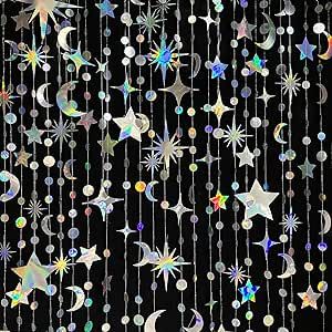 Moon Garland, Eid Moubarak, Ramadan Eid Mubarak, Iridescent Party, Polka Dot Party, Moon Party, Ramadan Decoration, Eid Ramadan, Eid Decoration