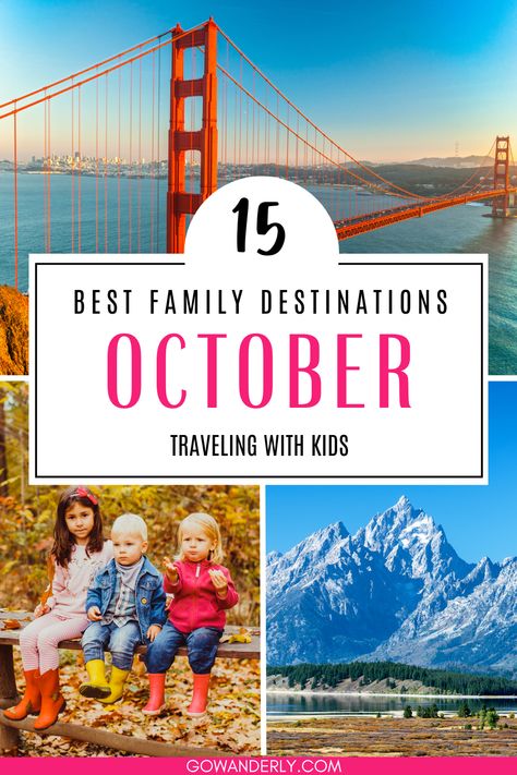 Find the best USA places to visit in October with kids. Discover family-friendly fall destinations and activities. Best November Vacations, October Travel Destinations, October Travel, Usa Places, Usa Places To Visit, Thanksgiving Travel, Fall Road Trip, Fall Vacations, Fall Getaways