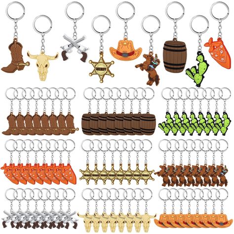 PRICES MAY VARY. Sufficient to Use: buy our products, and you will receive 18 pieces of western keychains for women with 9 different styles, 2 for each style, which are enough for your needs of daily use, decorating and sharing with others Reliable Material: the cowboy boots keychain and other styles of keychains are composed of quality silicone and metal material, no unpleasant smell and sturdy enough for a long time use, which are not easy to break or fade Western Theme Designs: the cowboy key Western Keychains, Cowboy Hat Keychain, Western Party Favors, Western Themed Party, Hats Cowboy, Keychains For Women, Pinata Fillers, Western Theme Party, Classic Cowboy