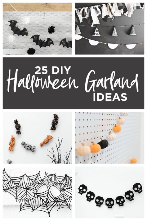 25 DIY Halloween Garland Ideas  // .  DivineLifestyle.com  //  #halloween #halloweenideas #halloweencrafts #halloweendecor #halloweendecorations #halloweencrafts #diyhalloween #diy #halloweenparty #craft #crafts #bestideasforkids #kidscrafts #kidsactivities #craftsforkids Diy Halloween Garland, Halloween Garlands, Holiday Goals, Halloween Banners, Paint House, Garland Ideas, Ticket Booth, Booth Decor, Bags Pattern