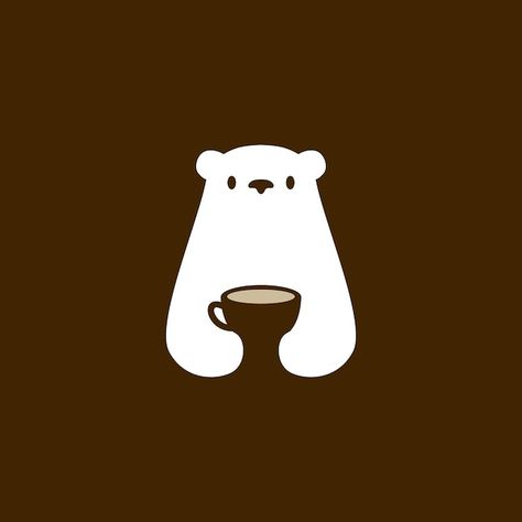 Bear Drinking Coffee Illustration, Bear Coffee Logo, Mug Logo Design, Coffee Design Logo, Bear Graphic Design, Cute Bear Illustration, Coffee Logos, Coffee Cup Cafe, Cafe Logos