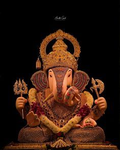 Dagadusheth Ganapati, Dagdusheth Ganpati, Happy Ganesh, Happy Ganesh Chaturthi, Ganesh Chaturthi, Pune, Black Background, Elephant, Wall