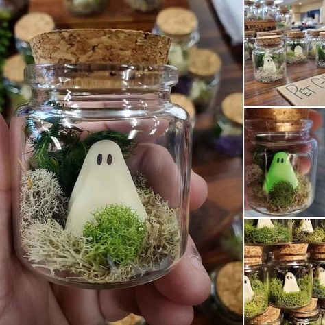 Ghosts In A Bottle, Mini Ghost In A Bottle, Mini Graveyard Terrarium, Pet Ghost In A Jar, Wizard Decorations, Ghost In A Bottle, Ghost In A Jar, Halloween Snowglobe Tumbler, Pet Ghost