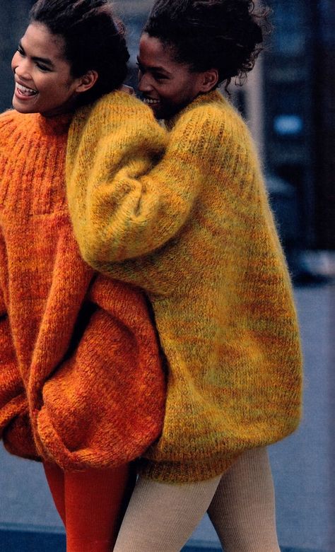 knitgrandeur:  knitGrandeur: Balloon Effect #yellow #orange Mode Prints, Looks Street Style, 1980s Fashion, Ținută Casual, Perry Ellis, Fashion Business, Sporty Chic, Knit Fashion, 80s Fashion