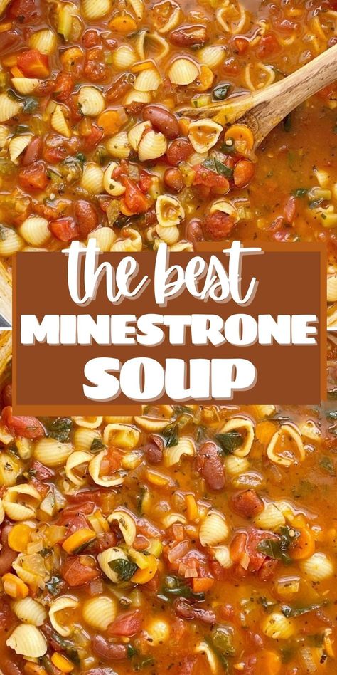 Ministroni Soup Recipe, Sopa Minestrone, Minestrone Soup Recipe, Vegetarian Soup Recipes, Minestrone Soup, Vegetable Soup Recipes, Veggie Soup, Vegetarian Soup, Crock Pot Soup