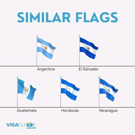 Ever noticed how 🇦🇷🇸🇻🇬🇹🇭🇳🇳🇮 look alike? From sky blue stripes to striking emblems, these Latin American flags share a sense of unity and heritage. 🌎✨ #similarflags #flag #argentina #elsalvador #guatemala #honduras #nicaragua Latin American Flags, Flag Argentina, American Flags, Latin American, Look Alike, Nicaragua, Honduras, Guatemala, Blue Stripes