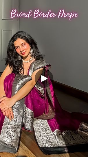 85K views · 8.5K reactions | Save and share this unique saree draping tutorial.

Love the long pallu look and the stunning drop. I have always wanted to drape this lovely handloom banarasi silk saree but for obvious reasons, could only style this today. How do you like this look?

Paired the drape with a cute black crop top as a blouse but you can simply refer to pinterest for blouse design ideas and inspiration. Go with whatever sails your boat.

Completed the look with pearl choker and silver pearl earrings.

To keep in mind-
🍇 Choose a heavy and broad border saree(at least the bottom border). Go for a lightweight fabric like katan silk, tussar silk, mysore silk, mulberry silk, chiffon and khaddi Georgette.
🍇 Try to not use thick and bulky fabrics like Kanjivaram, kanchipuram, Dharmava Banarasi Saree Draping Styles, Banarasi Saree Styling, Mysore Silk Saree Styling, Silk Saree Draping Styles, Unique Saree Draping, Saree Draping Tutorial, Blouse Design Ideas, Broad Border Saree, Scarf Hacks