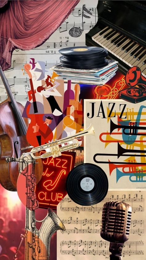 Jazz Aesthetic Wallpaper Iphone, Musical Instruments Collage, Jazz Lockscreen, Saxophone Aesthetic Vintage, Jazz Trumpet Aesthetic, Trumpet Aesthetic Wallpaper, Baritone Saxophone Aesthetic, Jazz Astethic, Jazz Wallpaper Aesthetic